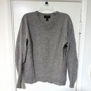 Mens Medium Club Room Luxury 100% Cashmere Sweater Grey Heather